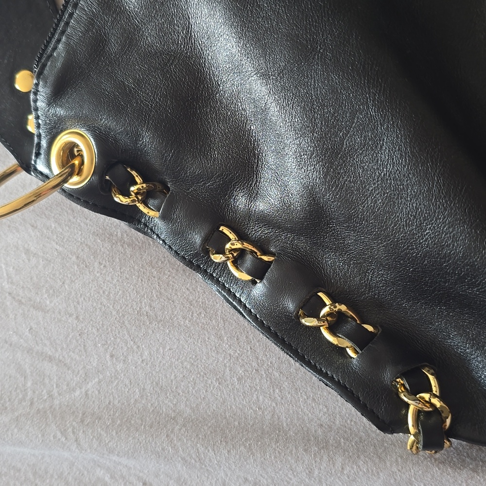 Roberta Gandolfi Italian Genuine Black Leather Hobo Shoulder Bag Made In Italty - Picture 3 of 9